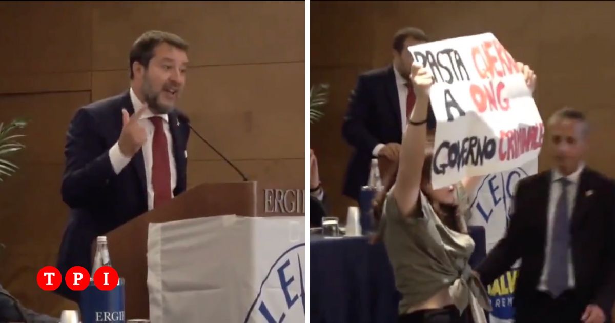 Salvini Contestato Da Un Attivista Al Congresso Della Lega