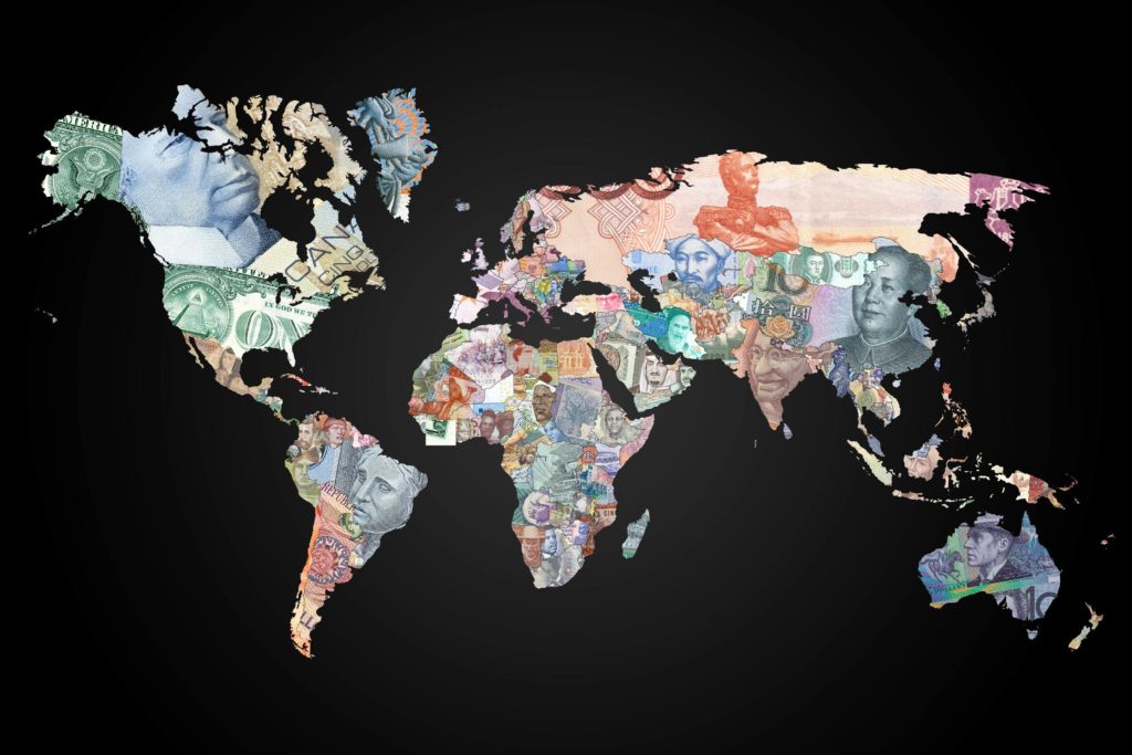 La mappa che mostra ogni paese del mondo rappresentato da una sua banconota