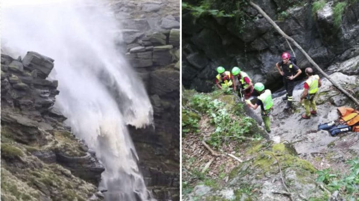 Precipita da cascata per selfie