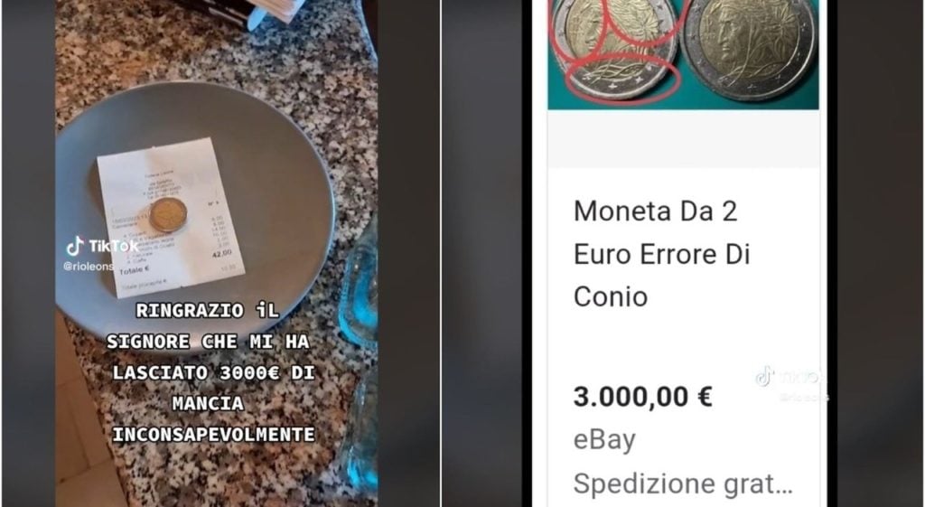 Lascia 2 euro di mancia ma la moneta ha una rara imperfezione Vale molto di più