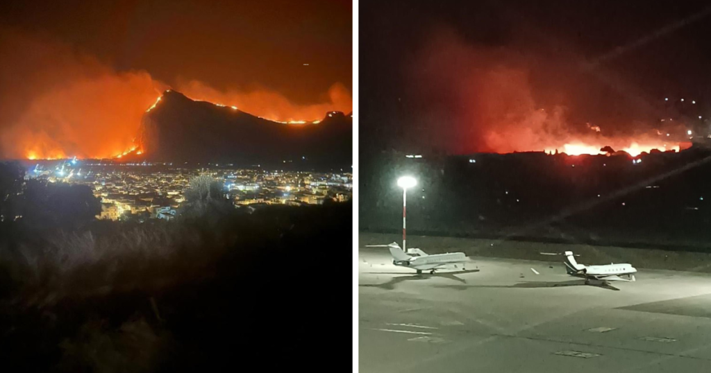 Palermo incendi aeroporto